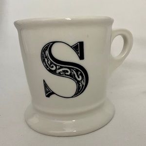 Anthropologie Coffee Mug Monogram S Initial White Shaving Cup